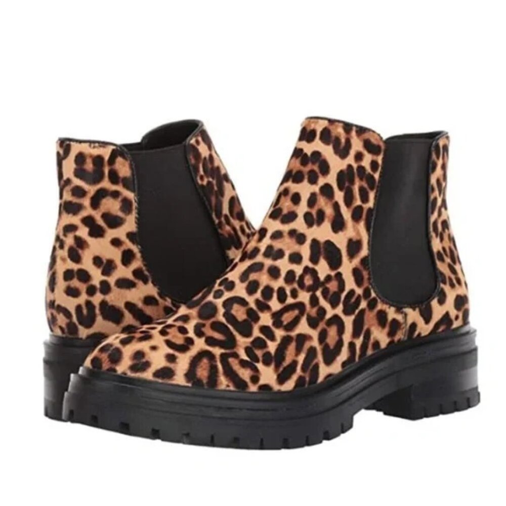 Kenneth Cole Rhode Leopard Chelsea Boots Size 8.5